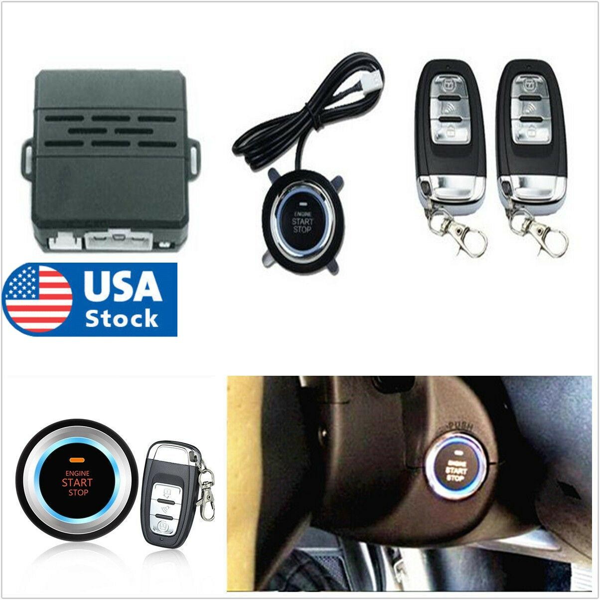 8x Car SUV Vibration Alarm System Ignition Engine Start Push Button Remote Kit