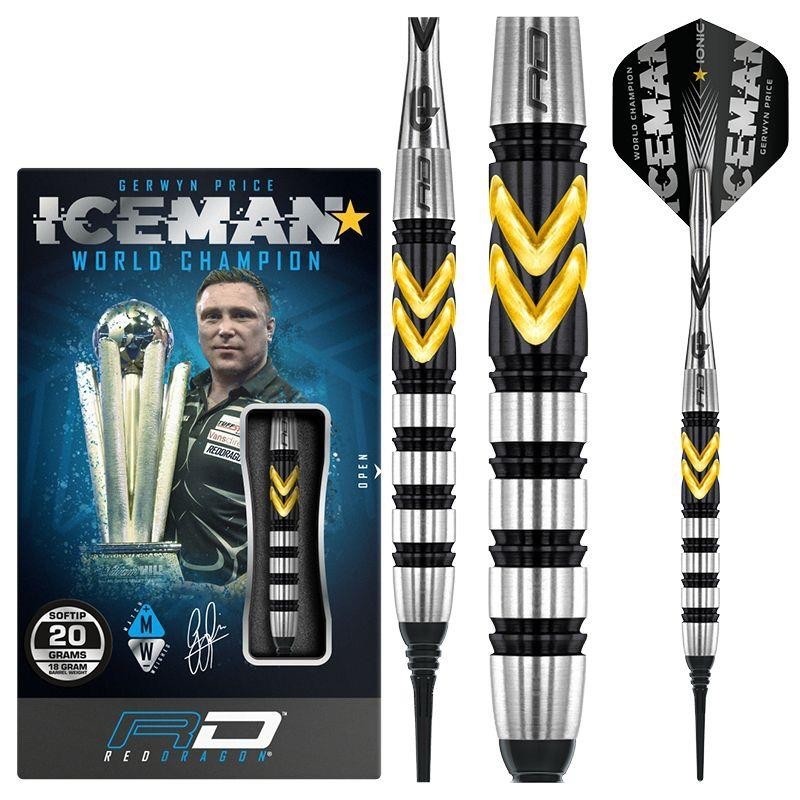 WINMAU RED DRAGON ICEMAN TUNGSTUN 20 GR SOFT TIP DARTS SHIP FREE N FLIGHTS #2297