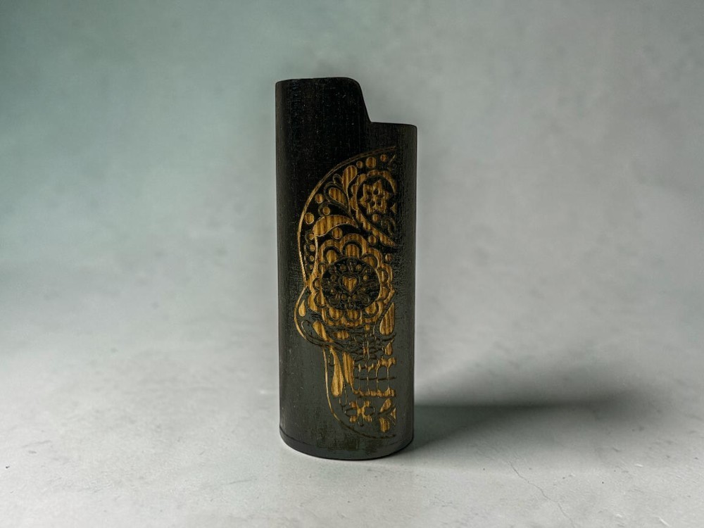 Wood Laser Etched Lighter Case Cover Holder Fits Bic Lighters