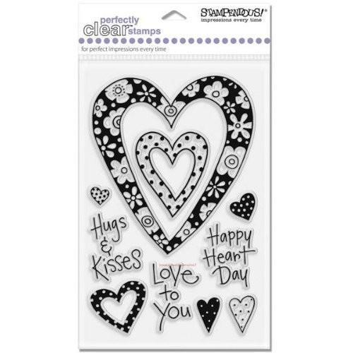 STAMPENDOUS Clear Stamps BOLD HEART Love Hugs Kisses