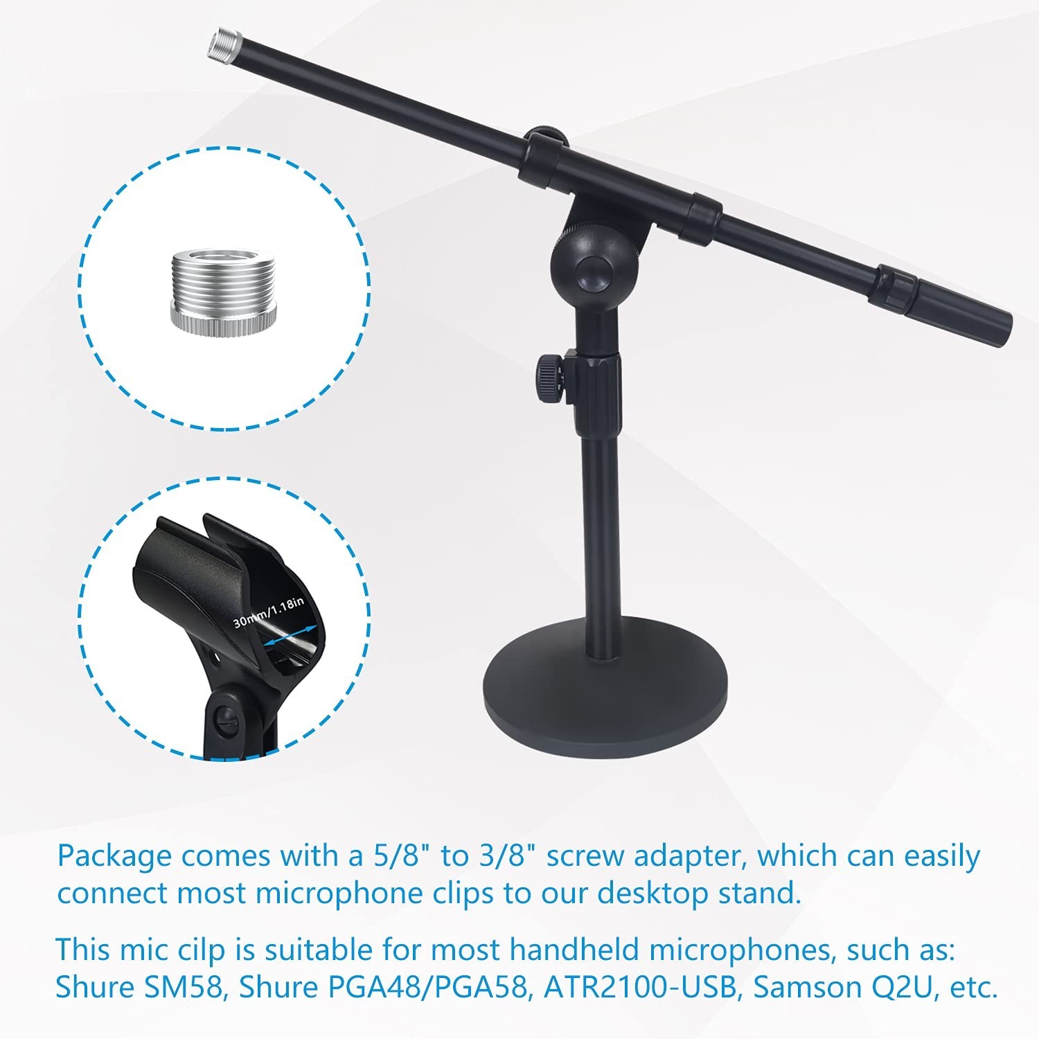 Adjustable Desktop Mic Stand, Desk Stand Tabletop Table Top Microphone Stand ...