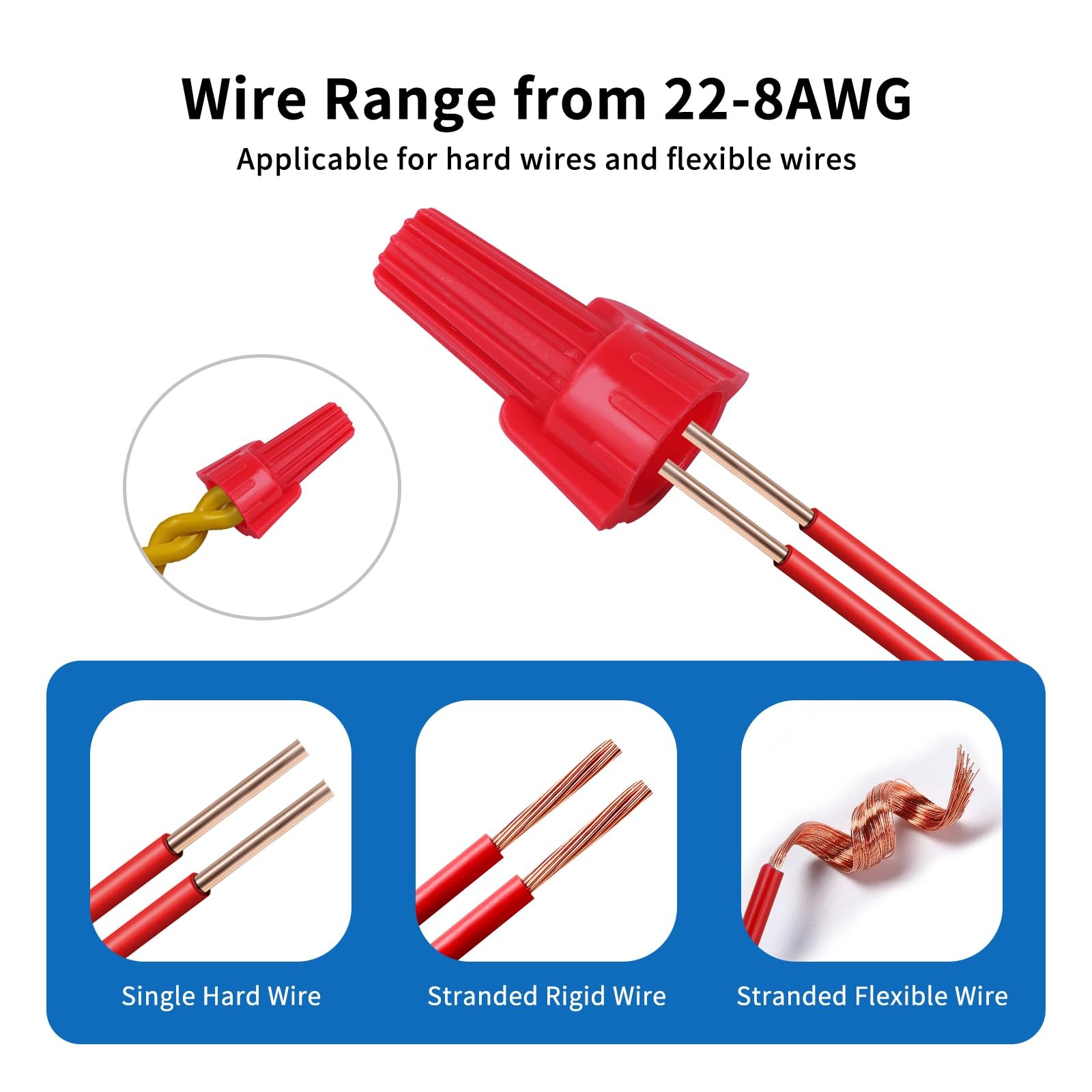 400PCS Red Wire Connectors Nuts, Winged Electrical Wire End Connectors Caps, ...