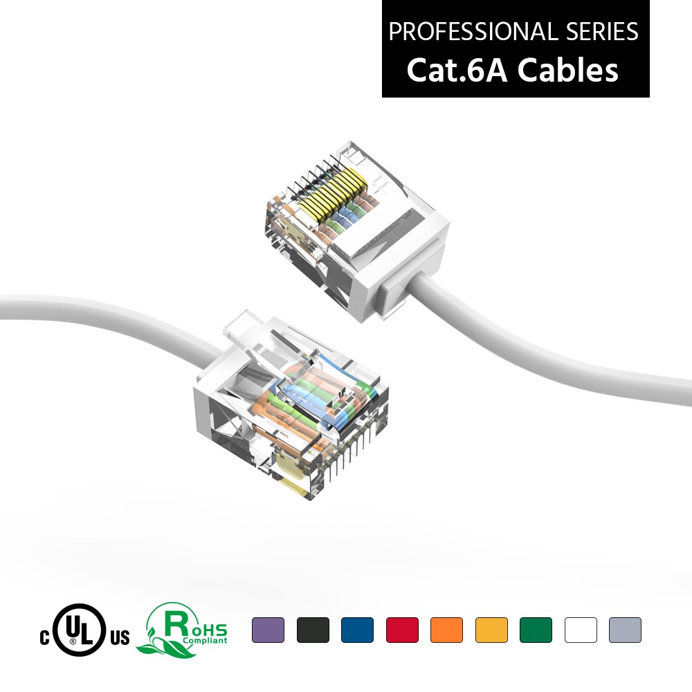 10Ft CAT6A UTP Super-Slim Ethernet Network Cable 32AWG White