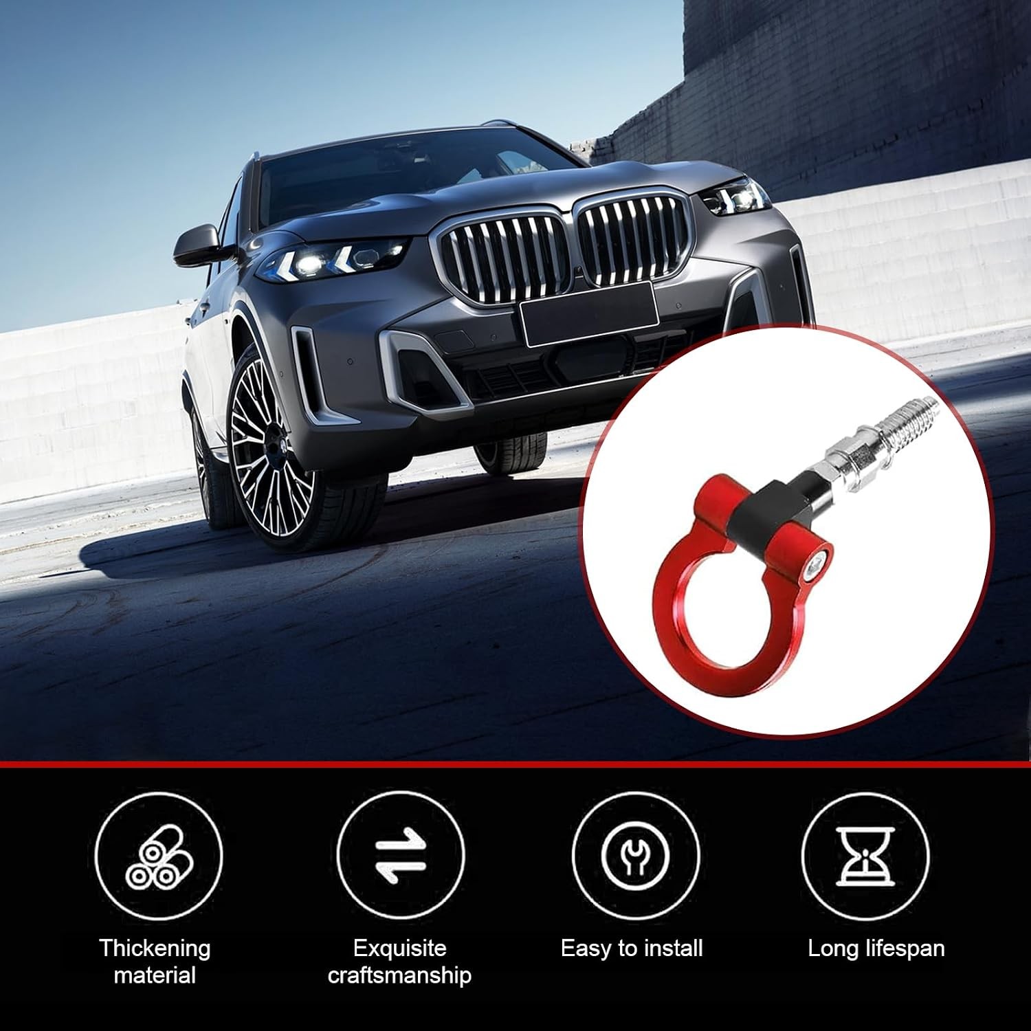 Front Trailer Tow Hook, Modified Bumper Pull Ring, Pack-1, BMW 3 Series F30 316