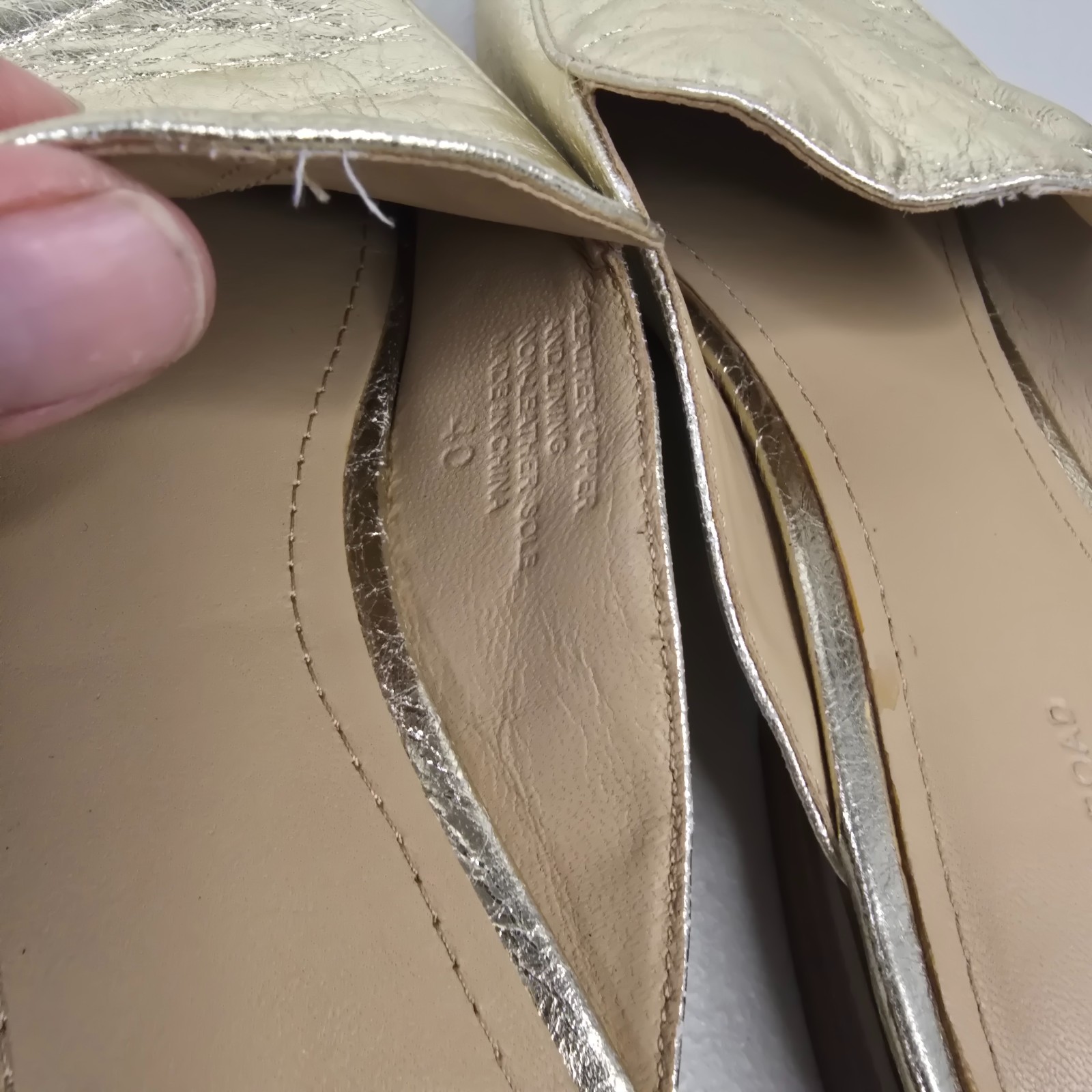 Country Road Mule Size 40 Gold Leather Slip On Loafer Flats Casual Women