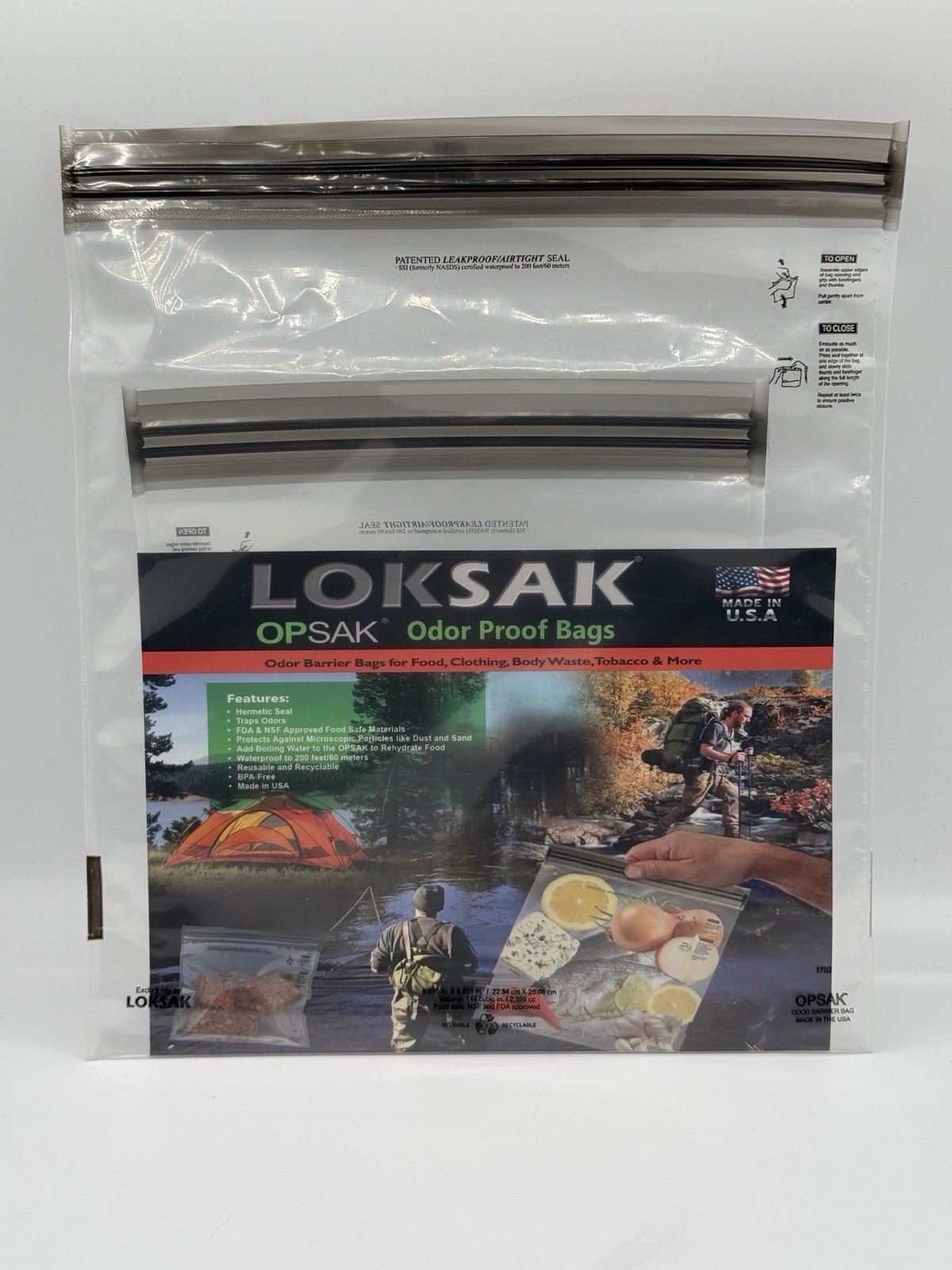 LOKSAK OPSAK Odor Proof Barrier Bags 2 Pack for Backpacking, Hiking, and Camping
