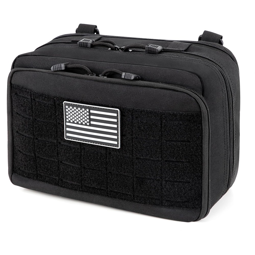 Tactical Molle Large Pouch, Water-Resistant Admin Pouch with US Flag Patch