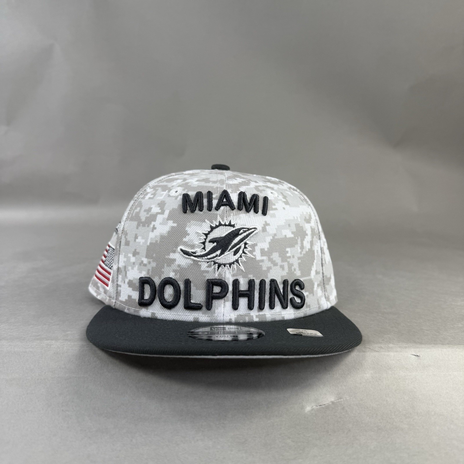 Miami Dolphins SnapBack Gray Youth New Era NFL Salute To Service 9Fifty Army New
