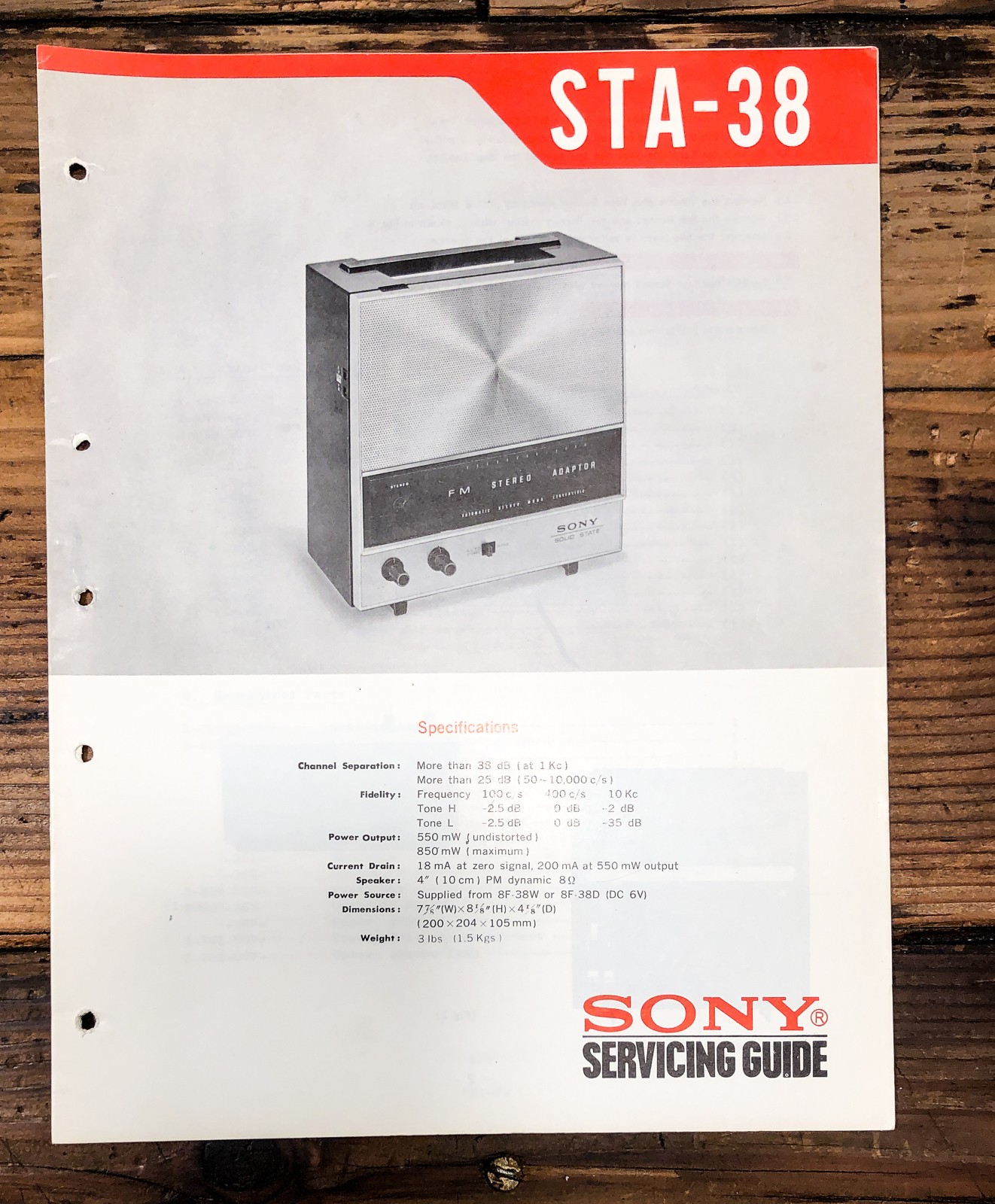 Sony STA-38 Radio Service Manual *Original*
