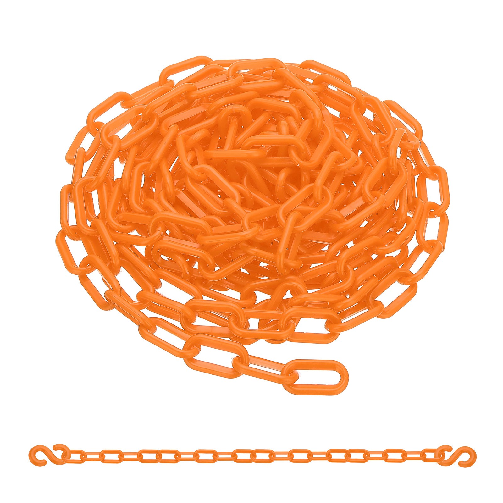 13Ft Plastic Safety Barrier Chain 2 S-Hooks, Orange