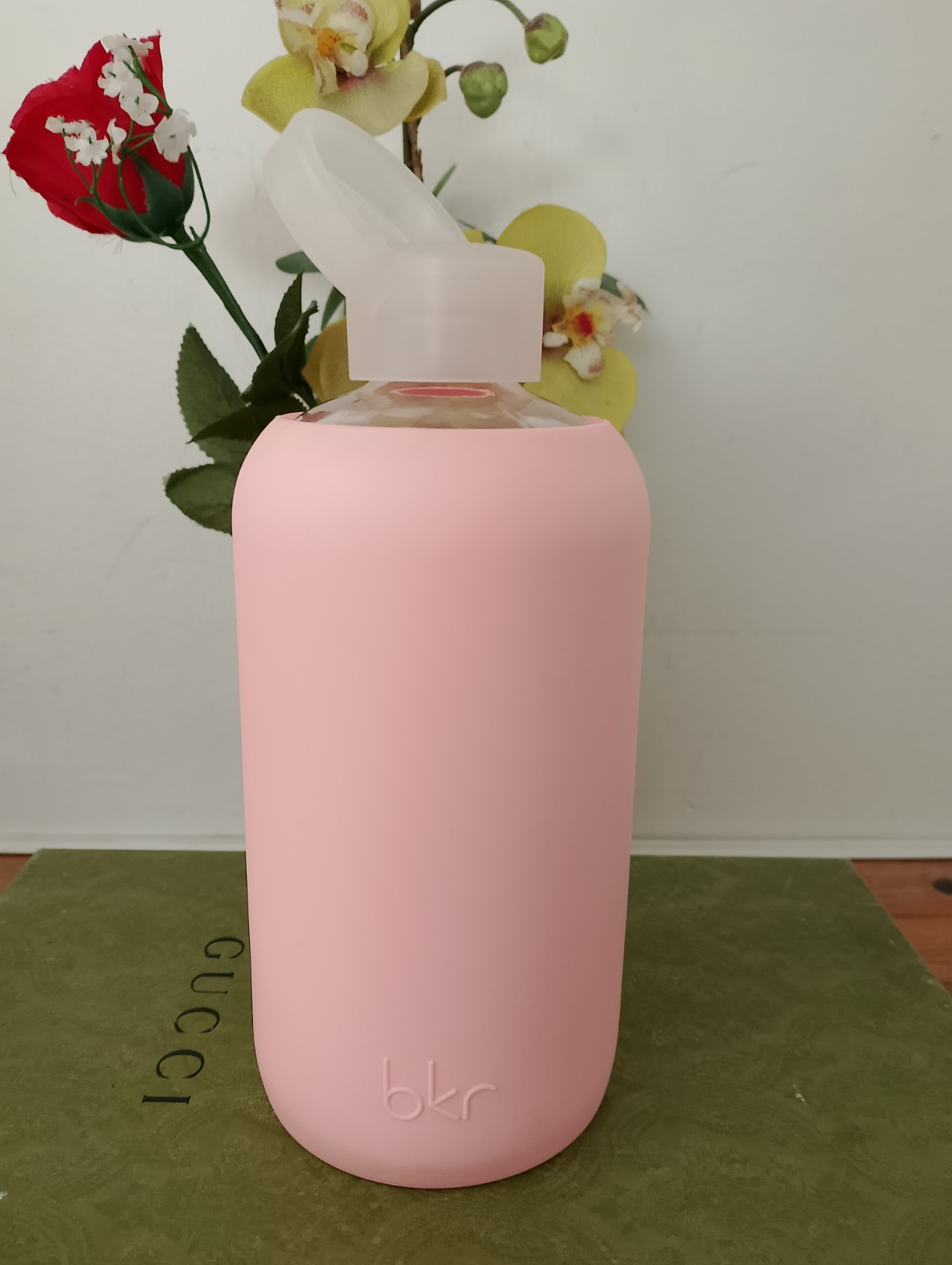BKR Glass Water Bottle w/Silicone Sleeve in Bunny Big 1L/32oz Rare