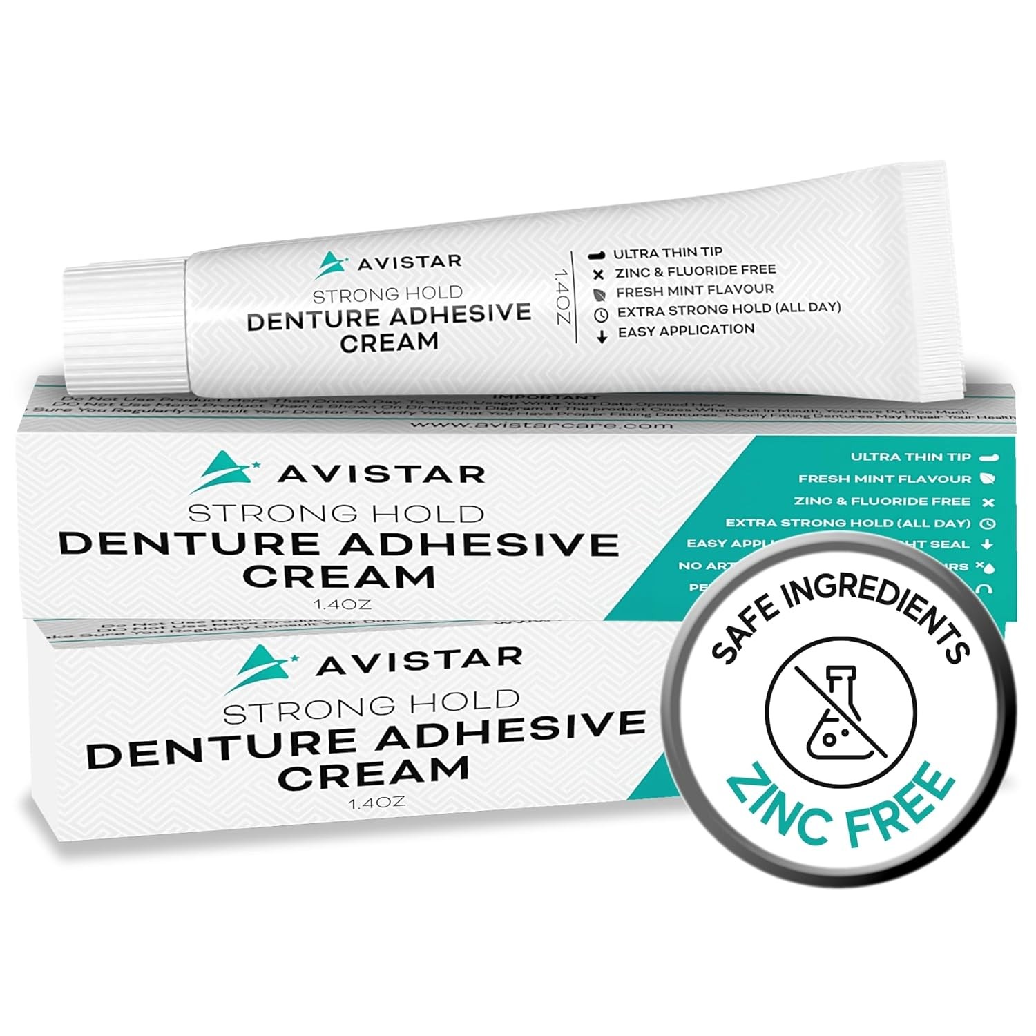 Extra Strong Denture Adhesive Cream, 12 Hour Hold 2 Pack, Clear/Transparent