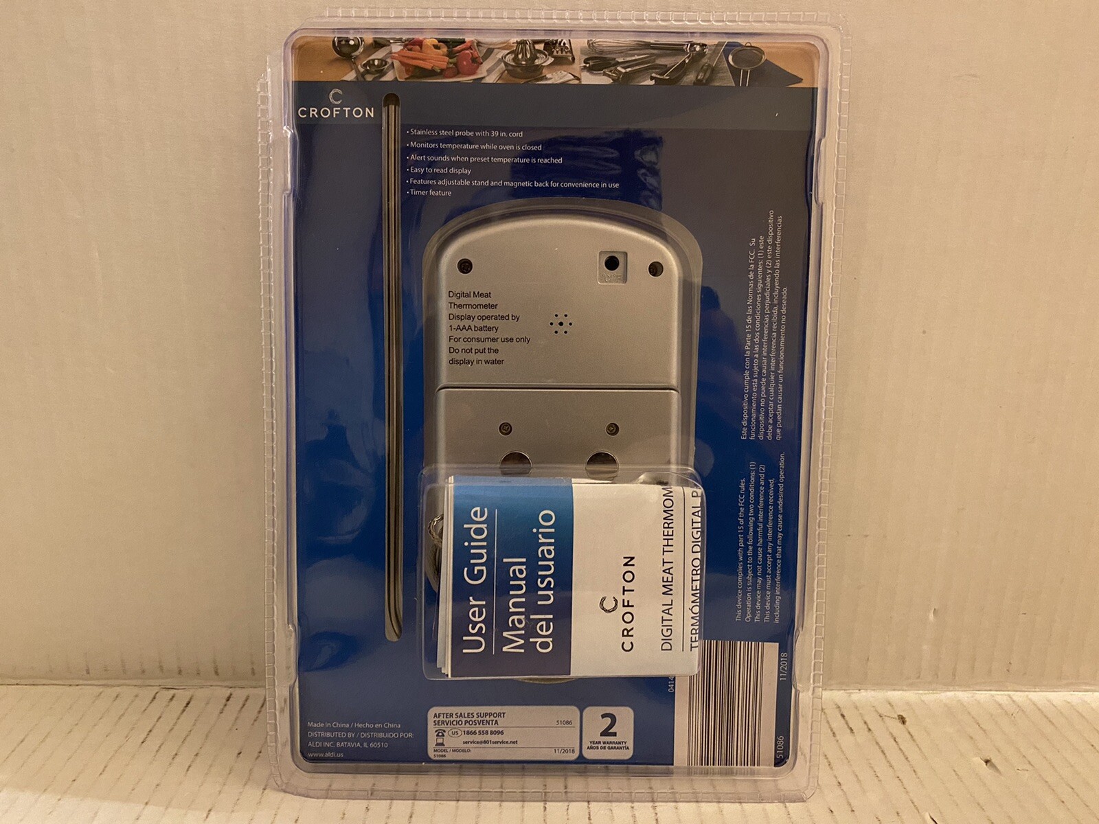 Crofton Digital Meat Thermometer W/ Probe & Timer