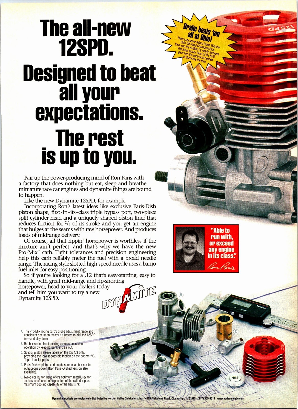 Dynamite 12SPD RC Engines Print Ad Wall Art Decor