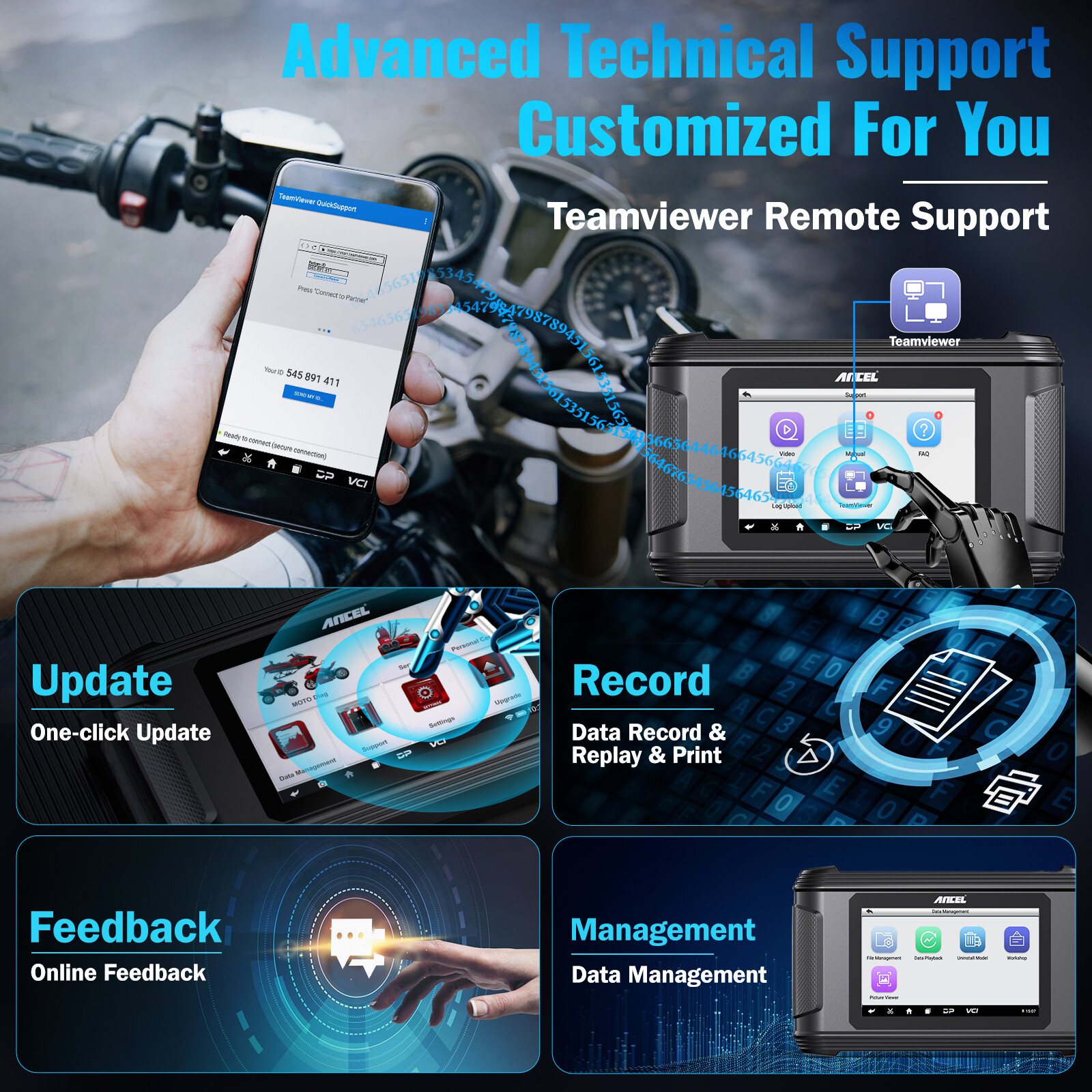ANCEL MT500 PRO Motorcycle Diagnostic Tool OBD2 Scanner Code Reader ABS TPMS SRS