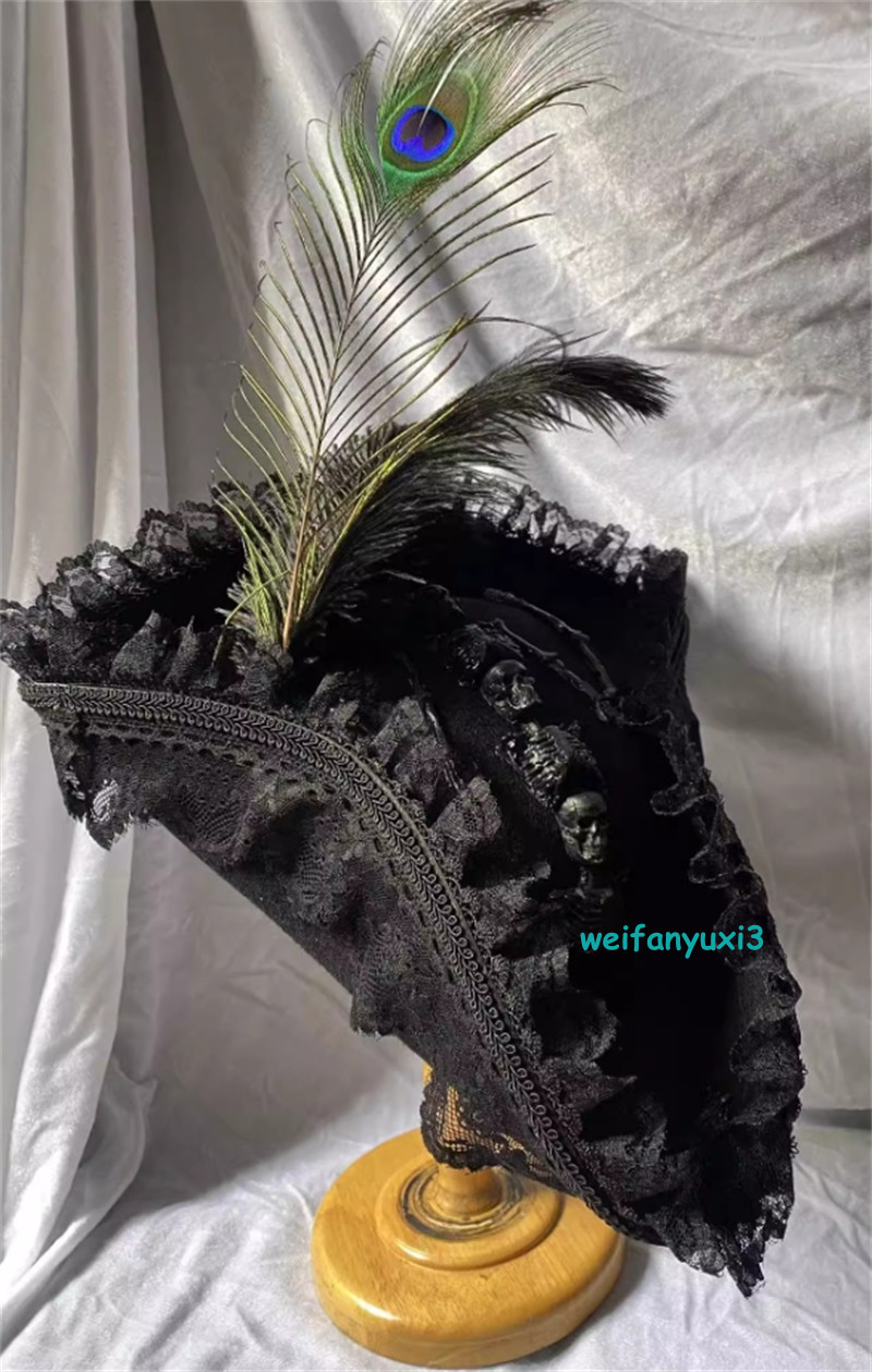 Pirates of the Caribbean Cocked Hat Dark Gothic Resurrection Halloween Show Hat