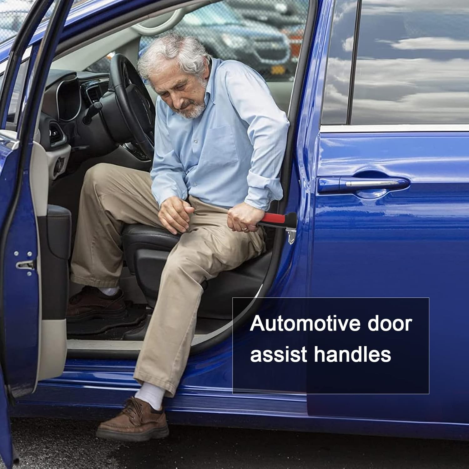 5 in 1 Vehicle Support Handles Elderly Portable Red-with nylon handle