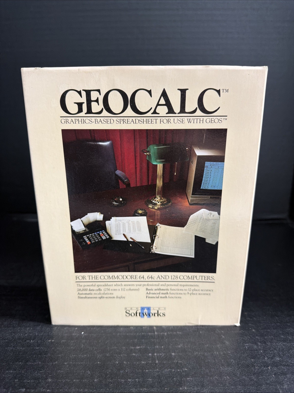 Berkley Softworks GeoCalc Graphics Based Spreadsheet Commodore 64 Complete