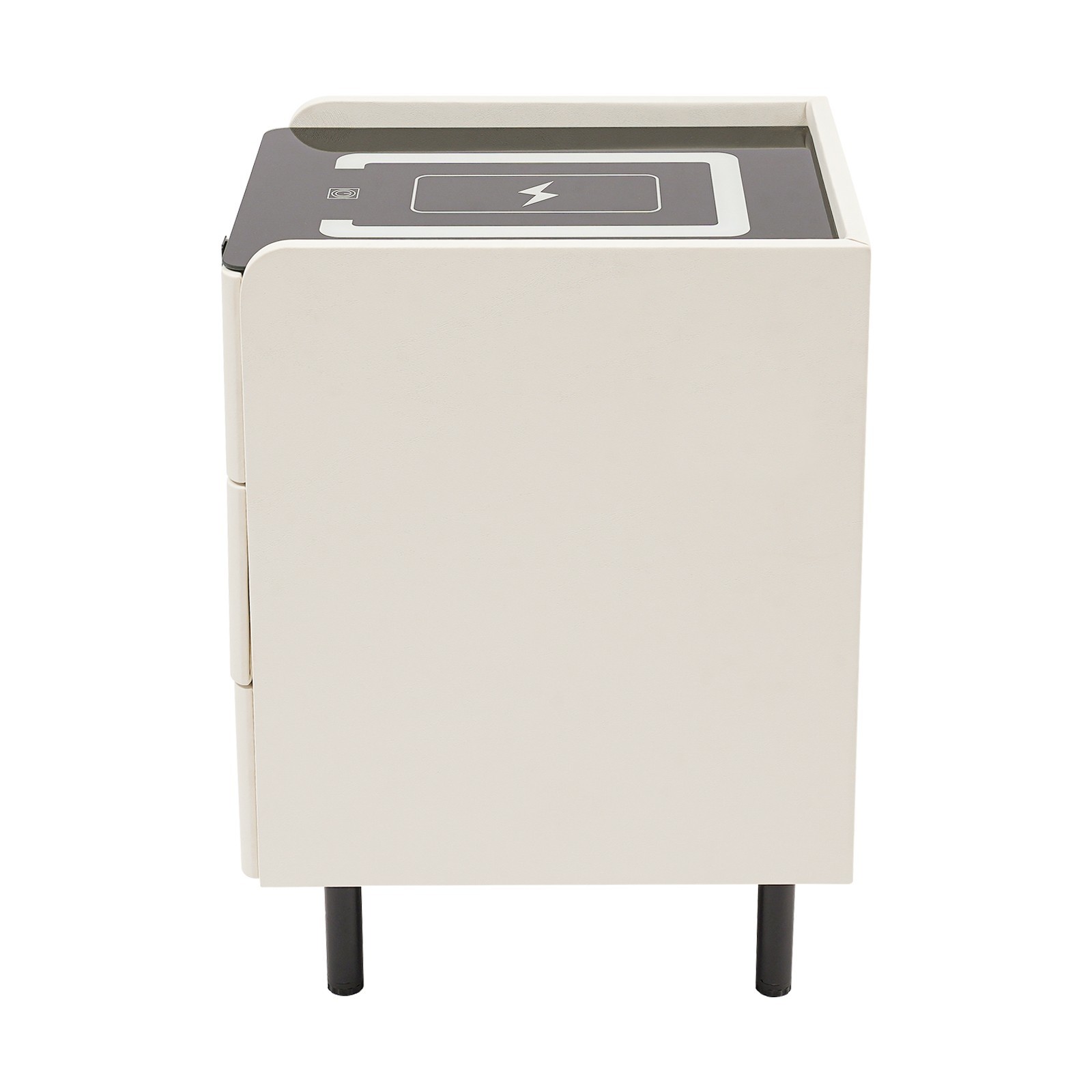 3 Drawers Smart Bedside Table Small Nightstand Bedside Table w/Light & Wireless