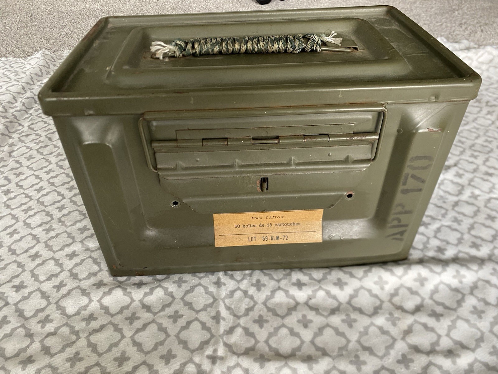Vtg French Army Military Ammo Box Heavy Steel Metal Ammunition Can 40s 50s