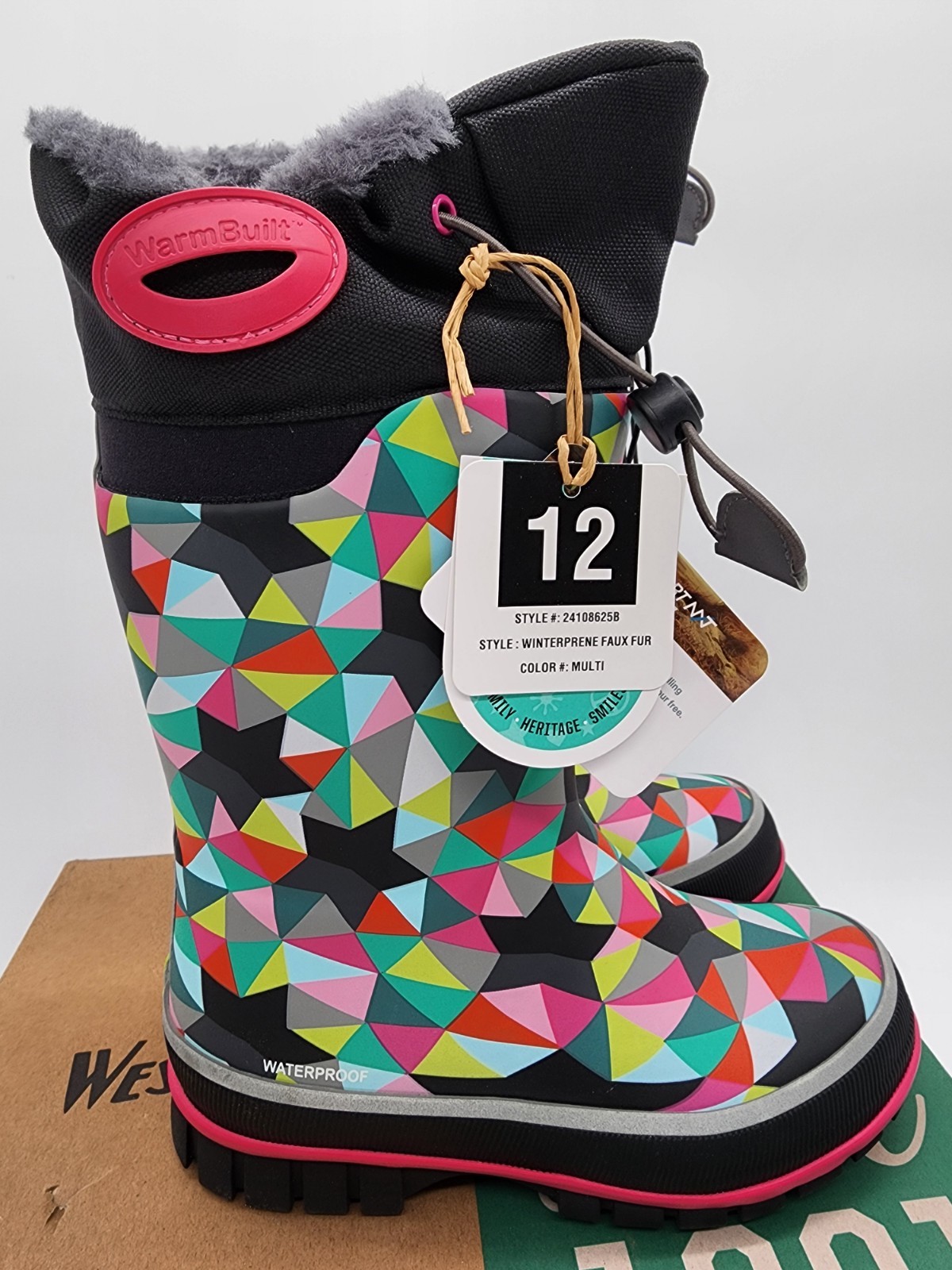 Western Chief Kids Winterprene Waterproof Faux Fur Winter Boots Size 12 EU30