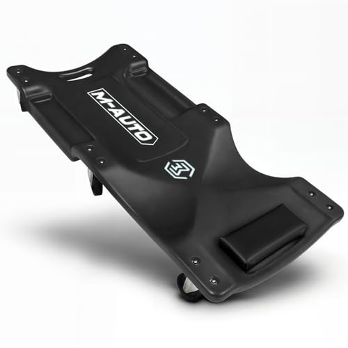 Mechanic Roller Creeper with Padded Headrest, Dual Tool Trays 40" Black