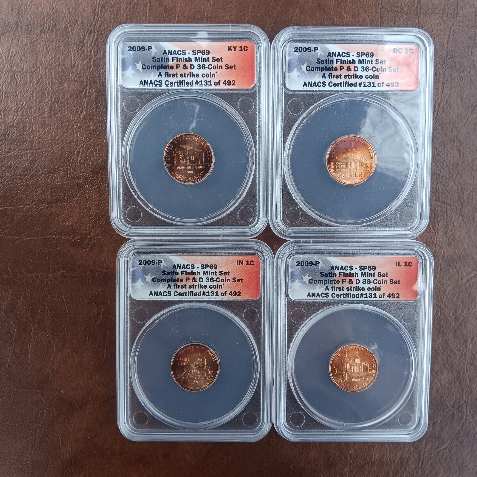 2009 P ANACS SP69  Lincoln Set Of 4 Coins Toned One of Kind