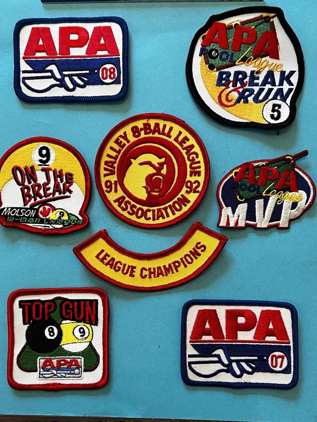Vintage Lot Variety APA Pool Players Valley 8 ball League MVP Top Gun Patches