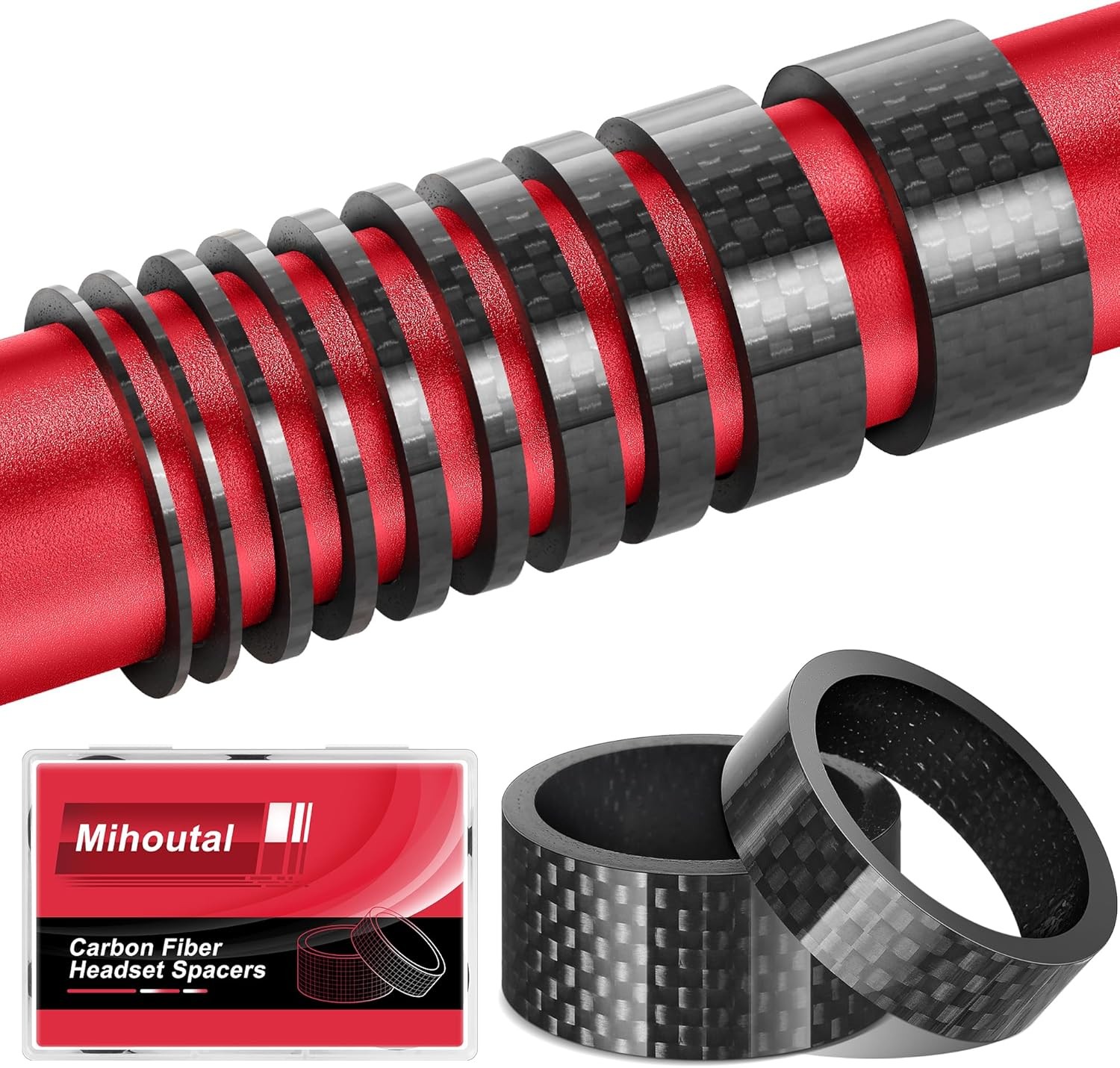Bike Stem Spacers Carbon Fiber 12pcs Lightweight