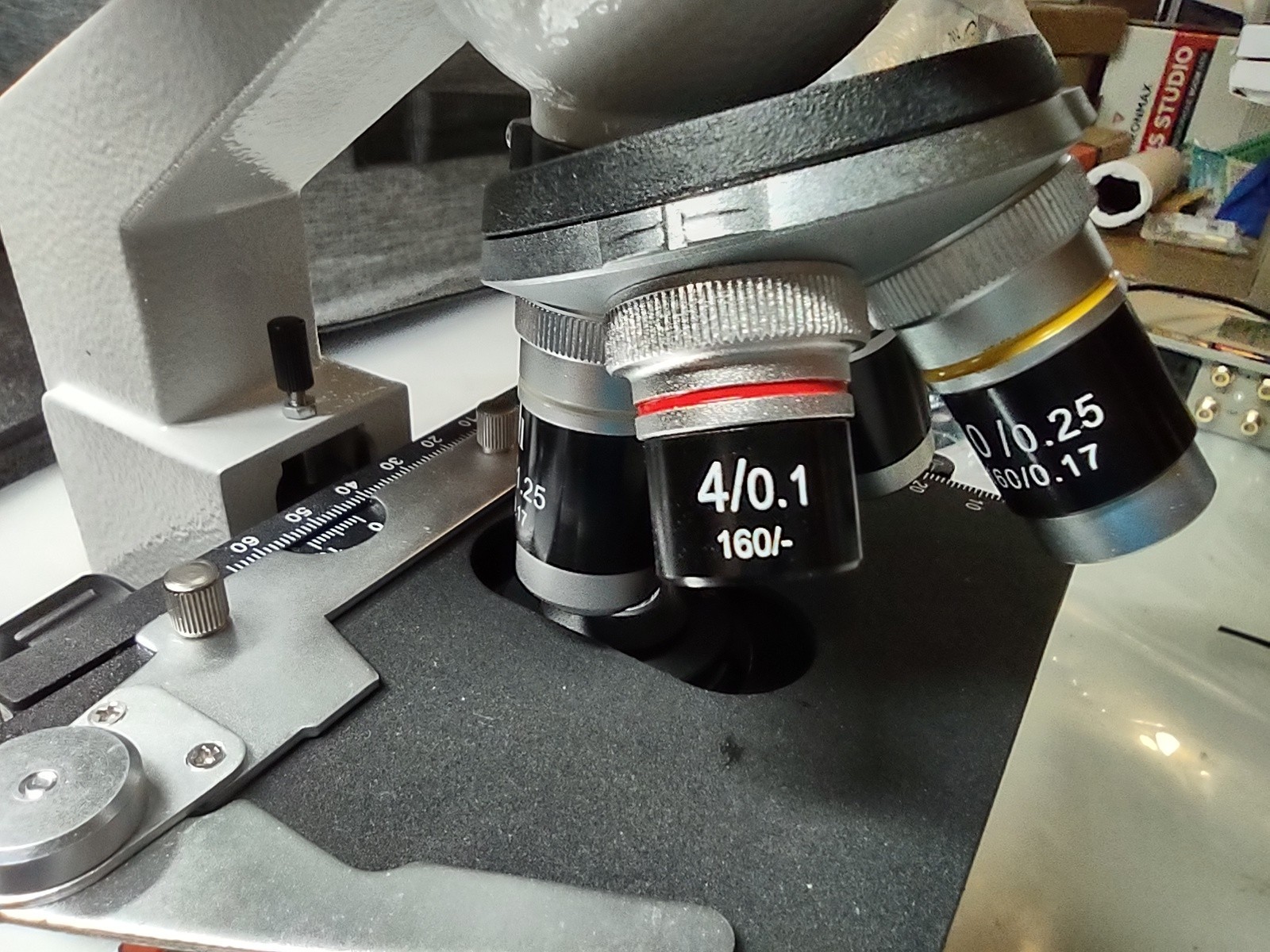 Needs calibration, Trinocular Microscope 40X-5000X Magnification ,