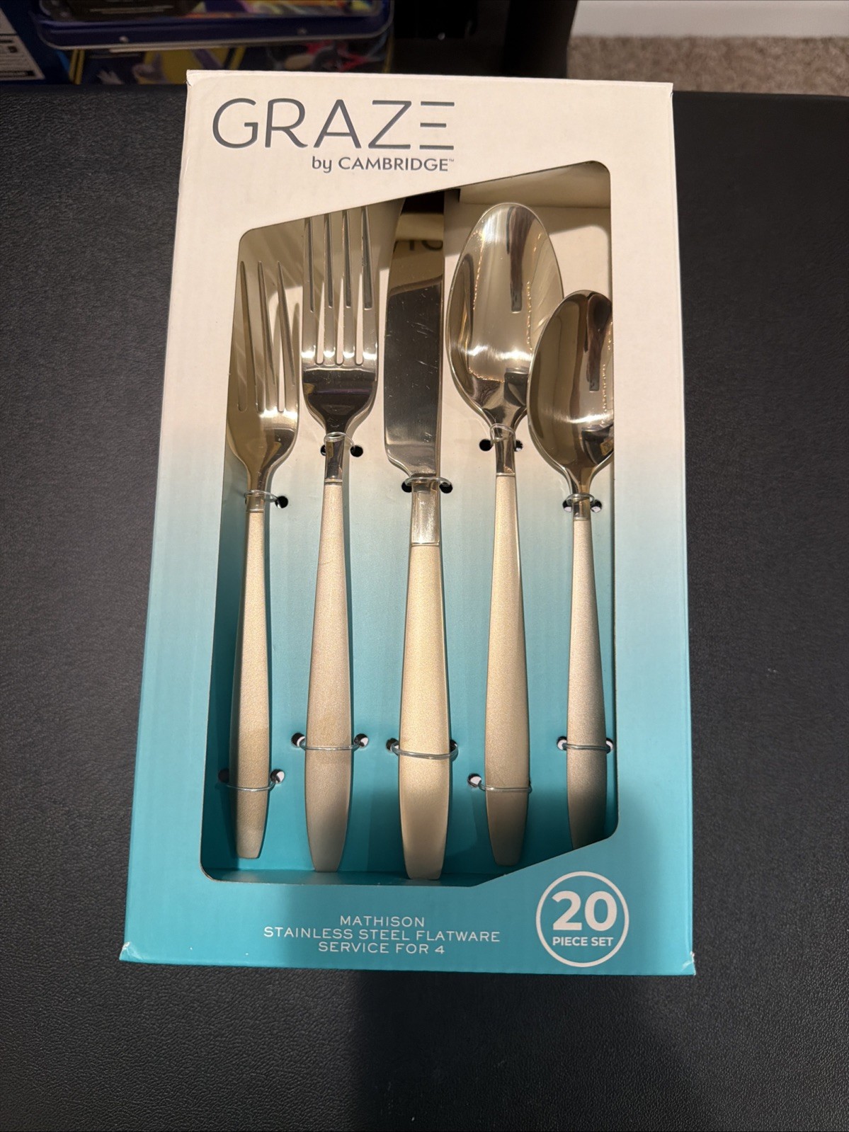 Cambridge Kiki Graze 20-Piece Stainless Steel Satin Flatware Set for Adults