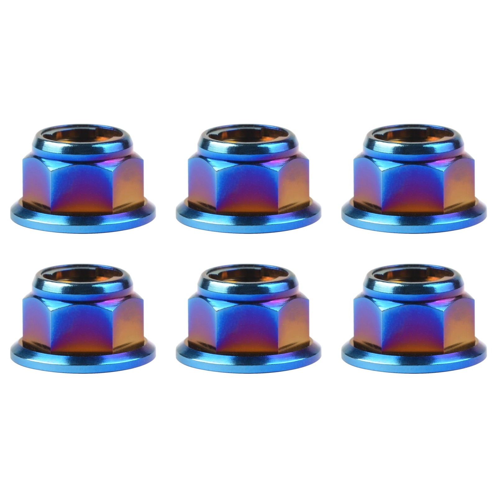 Titanium Flanged Metal Lock Nut M6 M8 M10 M12 for Motorcycle Cars Pack of 6 (...
