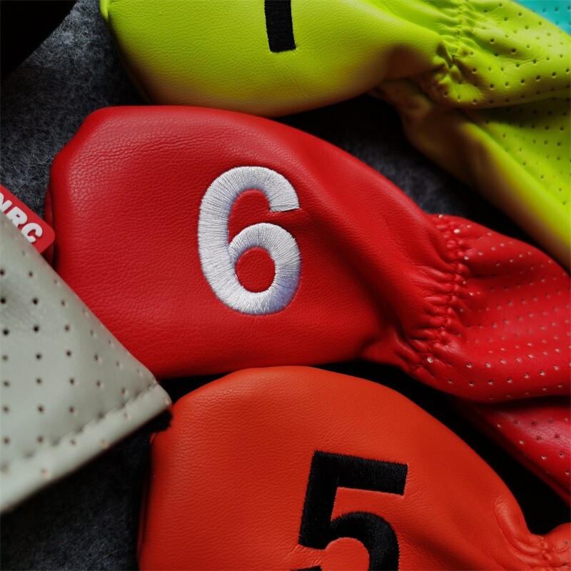 9PCS Multicolor Golf Iron Head Covers Colors PU Leather Irons Headcovers