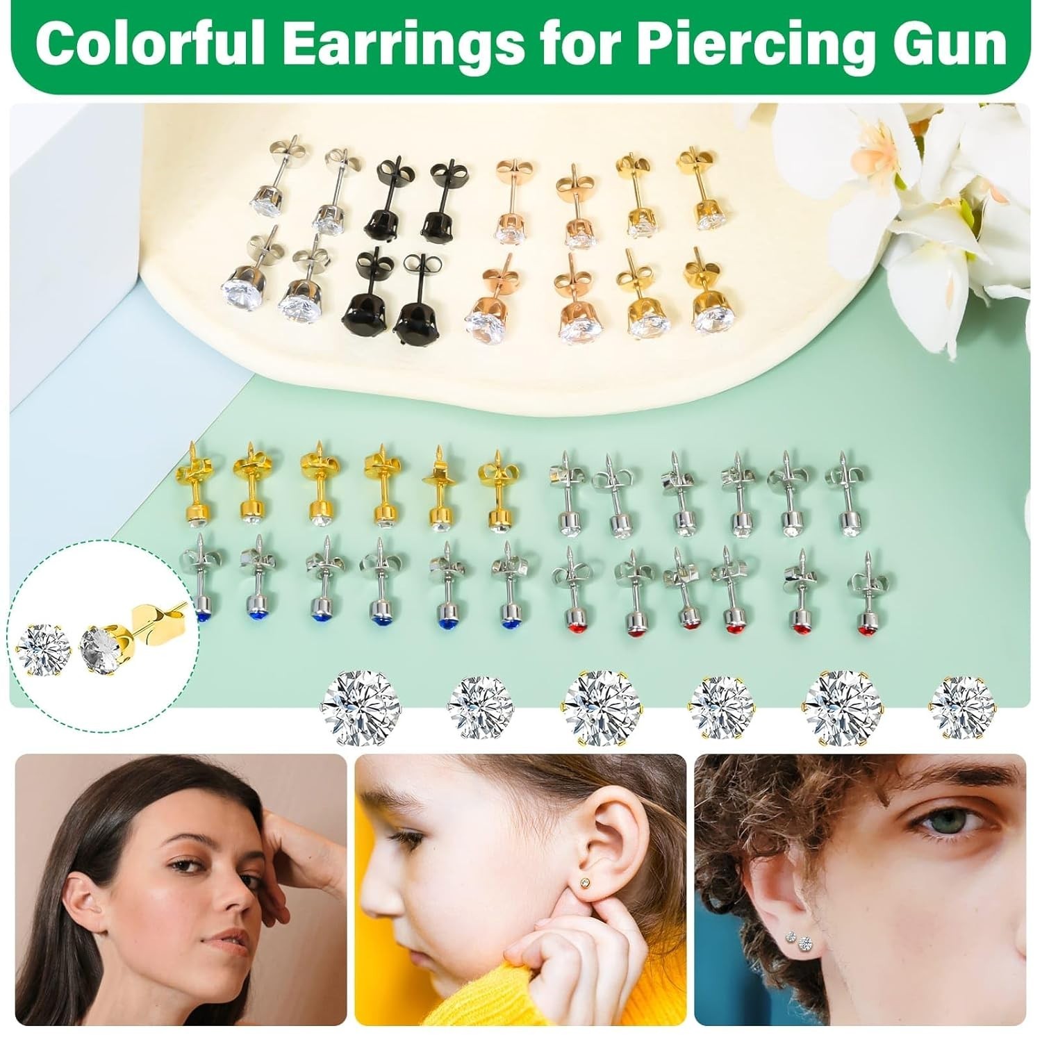 Reusable Ear Piercing Gun Kit, Professional Ear Piercing Machine with Stainle...