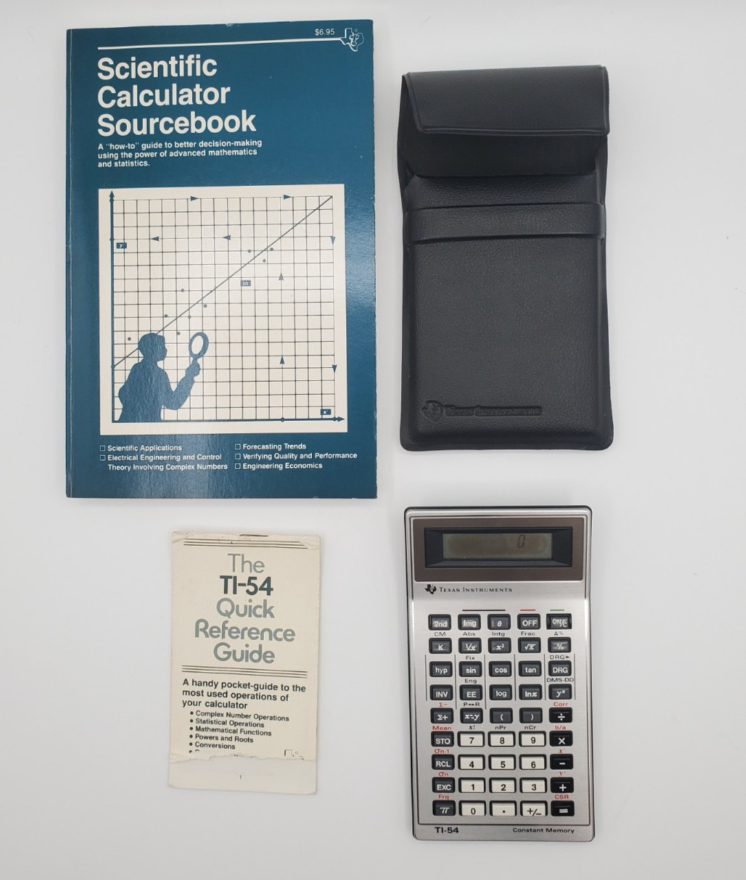 TI-54 Calculator Case Quick New Batteries Tested Sourcebook Texas Instruments
