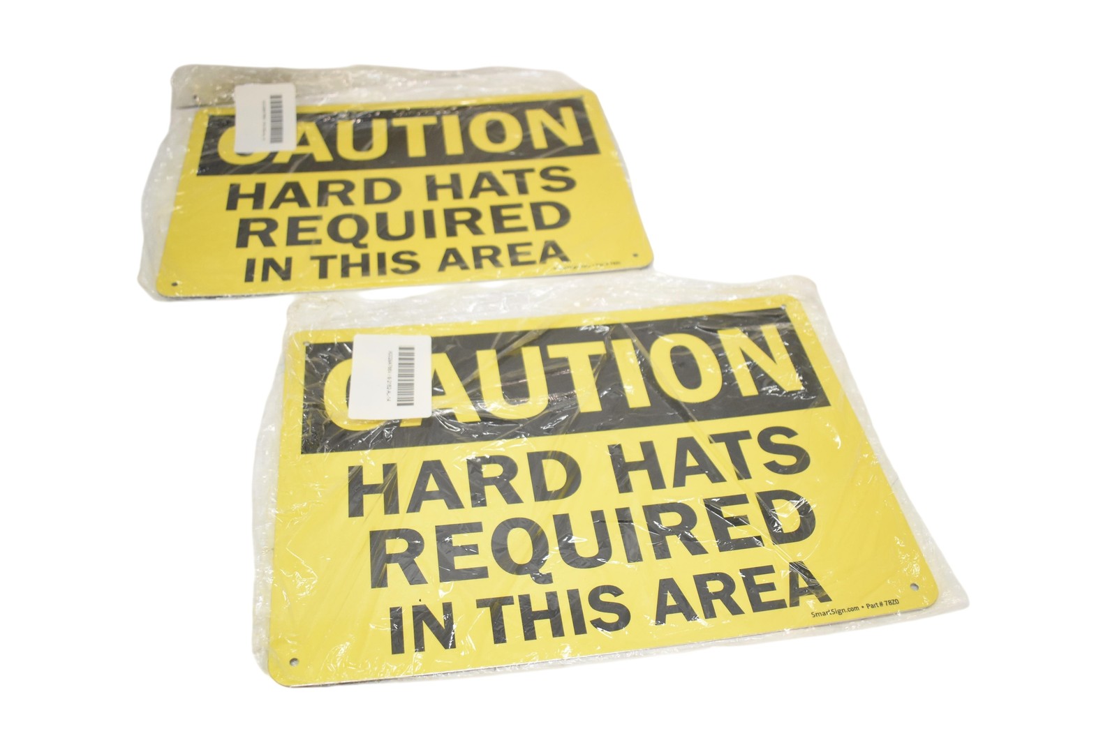 Set Of 2 SmartSign 7820 Caution Hard Hats Required In Area Signs Yellow New