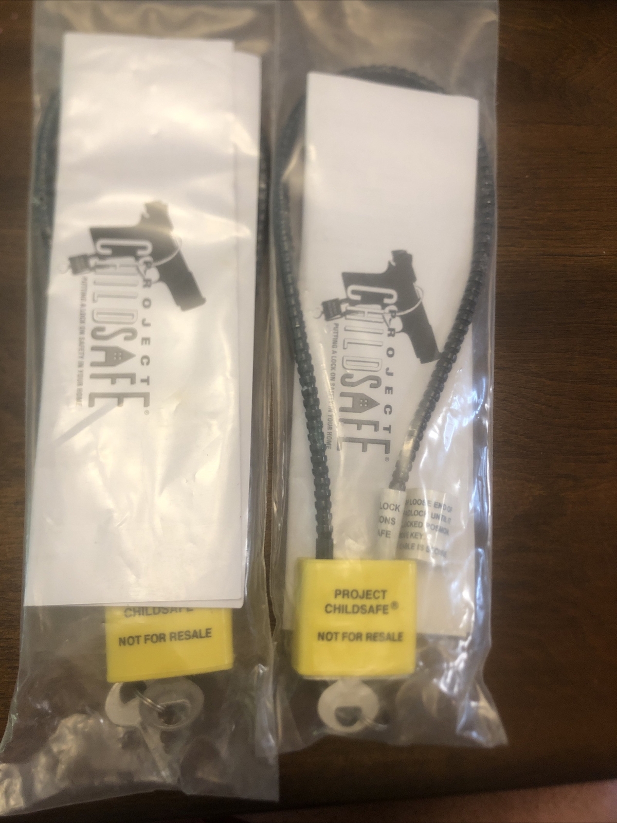 Lot of 2 NEW Cable Gun Lock - by Project Child Safe Firearm Gun Lock Padlock NIP