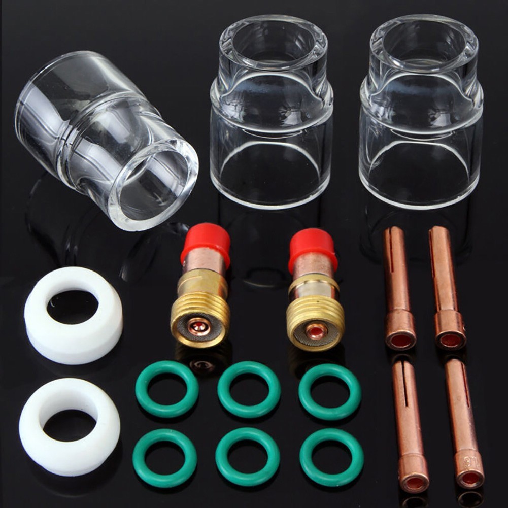 Complete 17pcs for tig Welded Gas Lens and Heat Cup Set for WP17 18 26 Torch