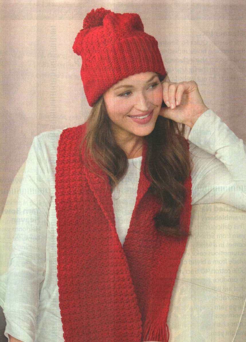 CLASSIC SCARF & HAT SET WOMEN'S CROCHET PATTERN INSTRUCTIONS