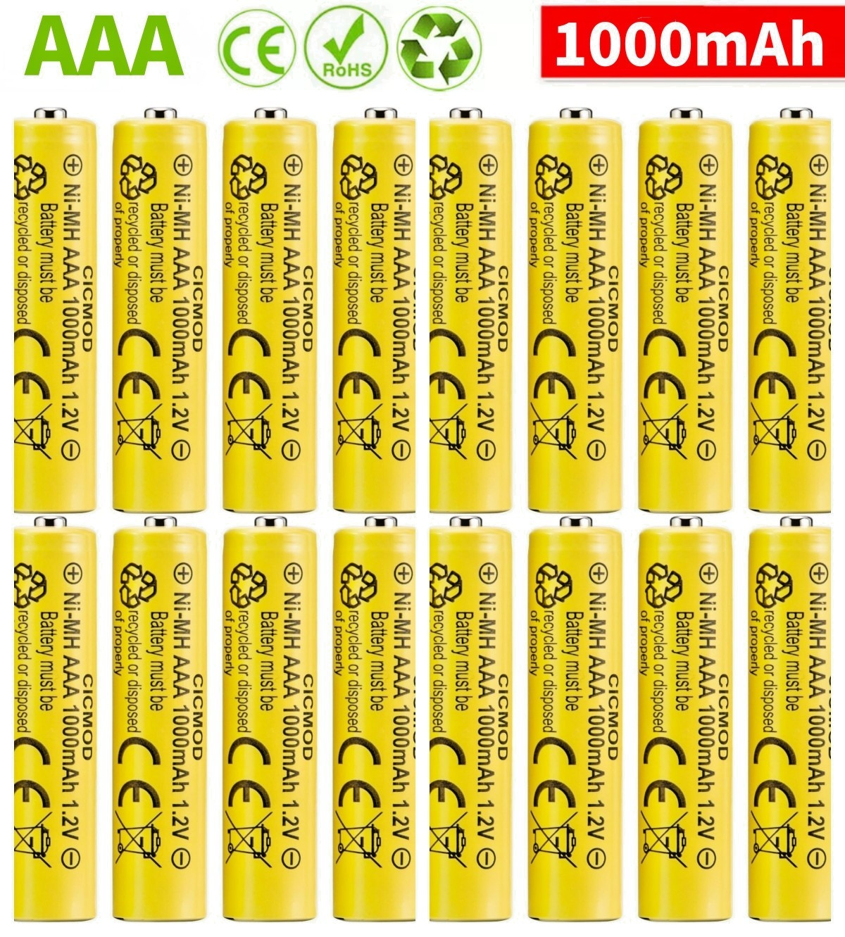 4/12/24Pcs AAA Rechargeable Batteries Ni-Mh 1000mAh Battery With USB AAA Charger