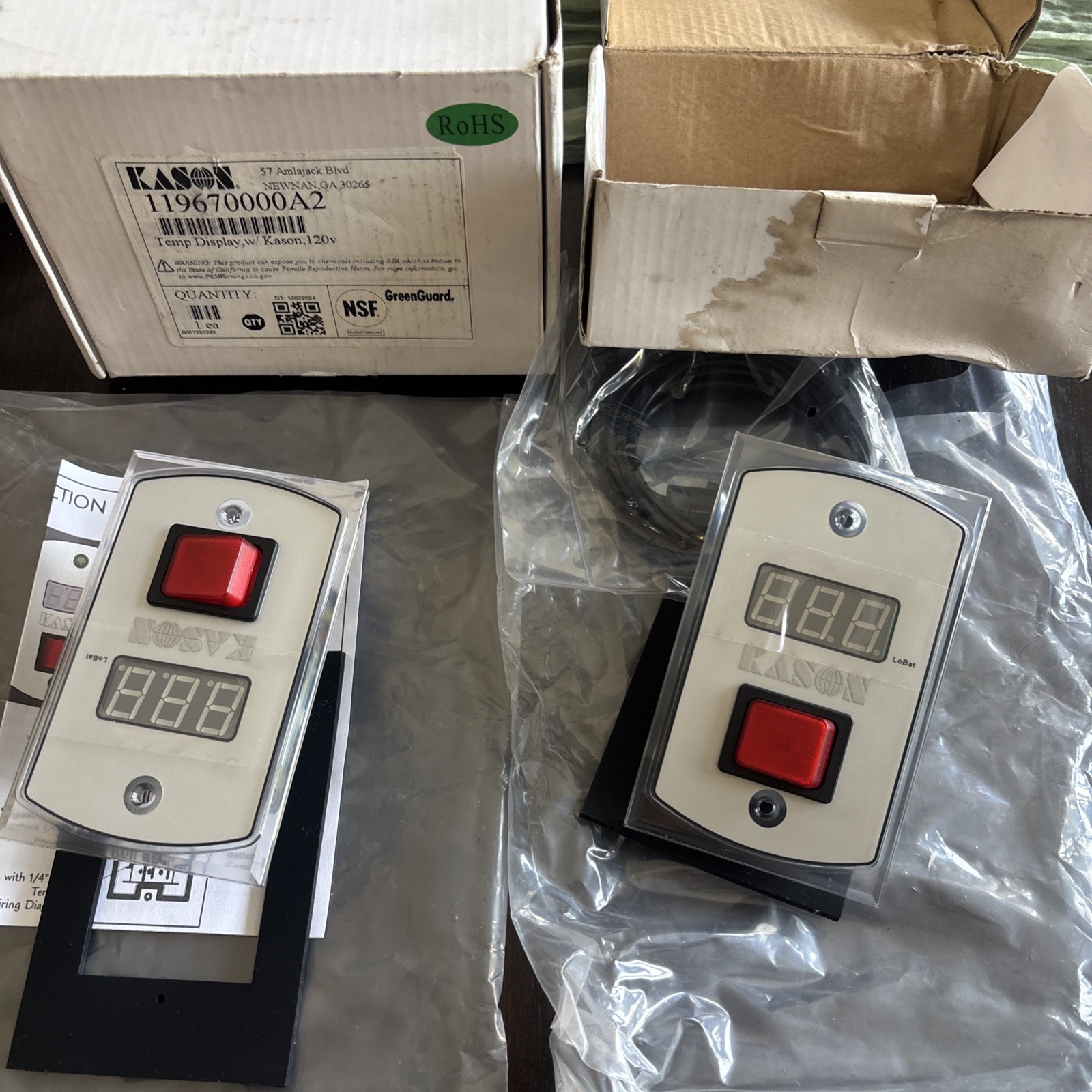 Temp Display LED 120V 119670000A2 Geniuine OEM Kason Crown Tonka lot of 2 new