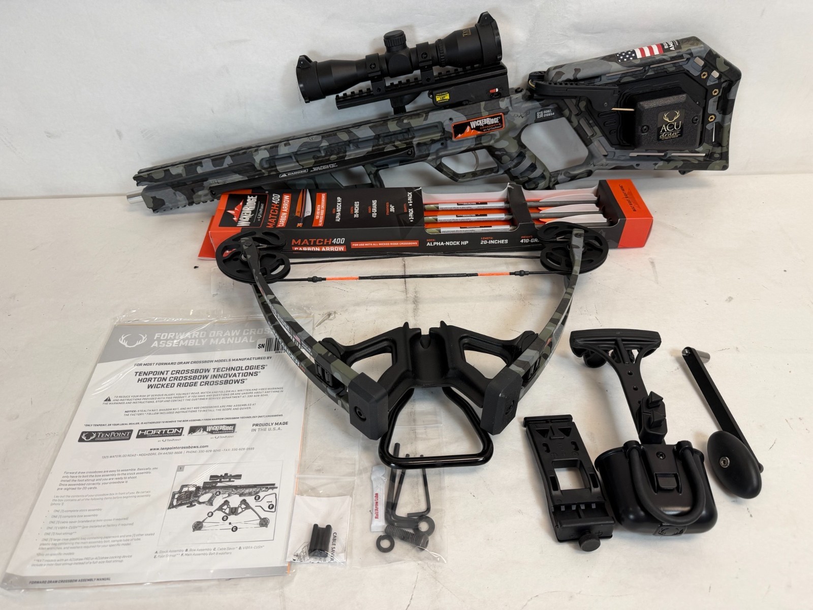 Wicked Ridge Commander M1, ACUdraw, Multi-Line Scope (Peak Camo) -FREE S/H