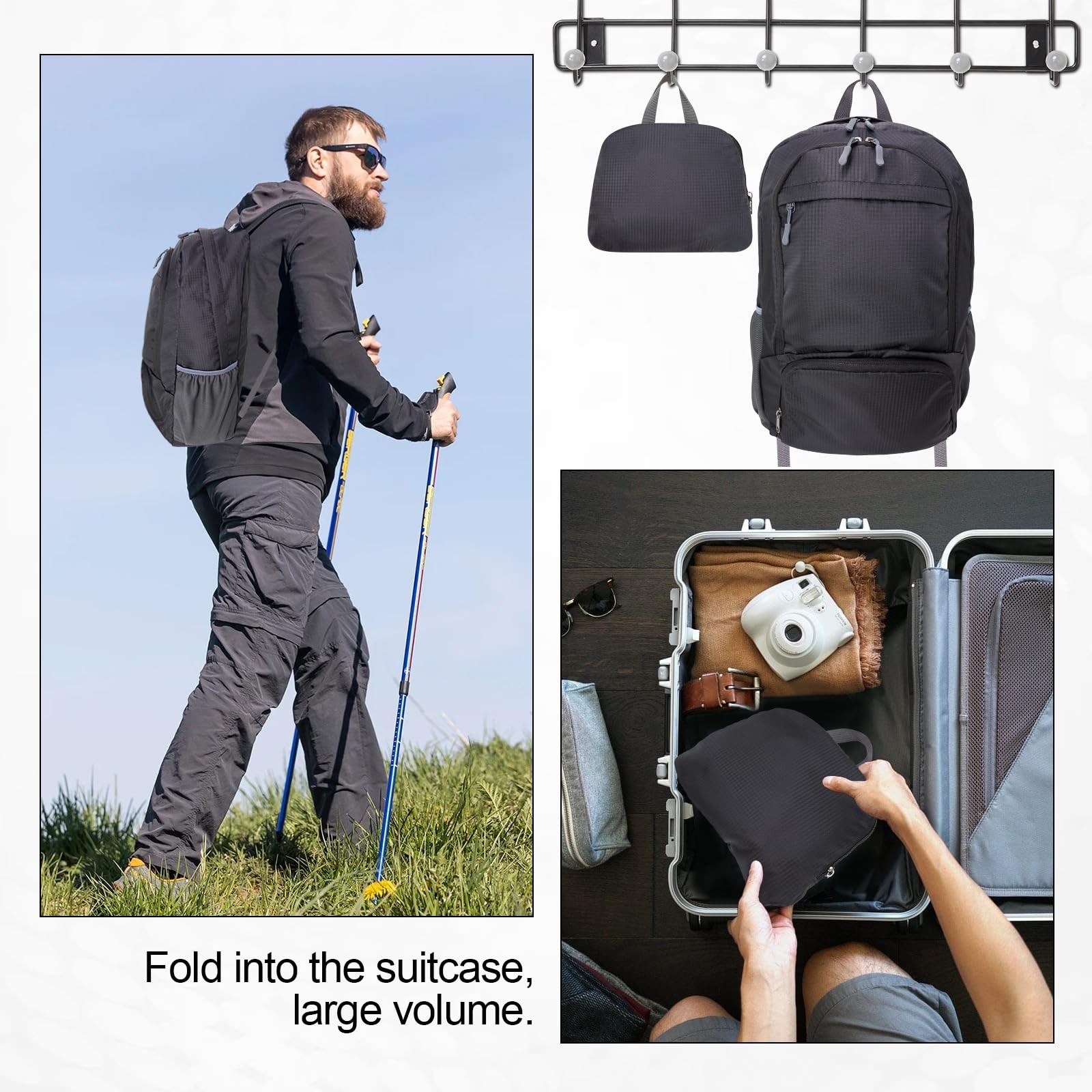 20L Lightweight Packable Hiking Daypack Foldable Backpack for Men Small Trave...