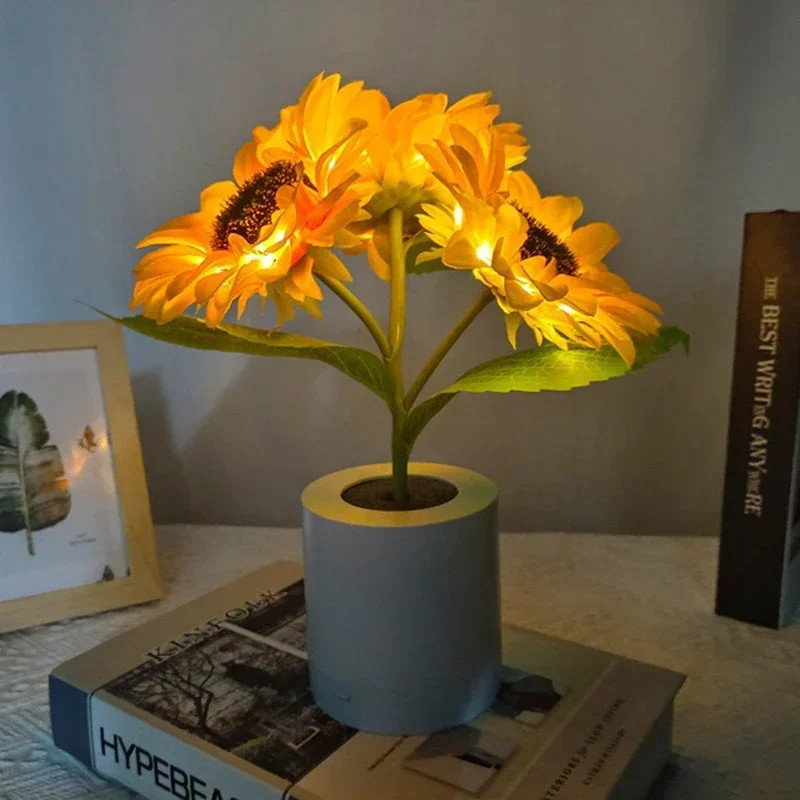 3 LED Night Light Rechargeable Sunflower Lights Interior Lighting Bedroom