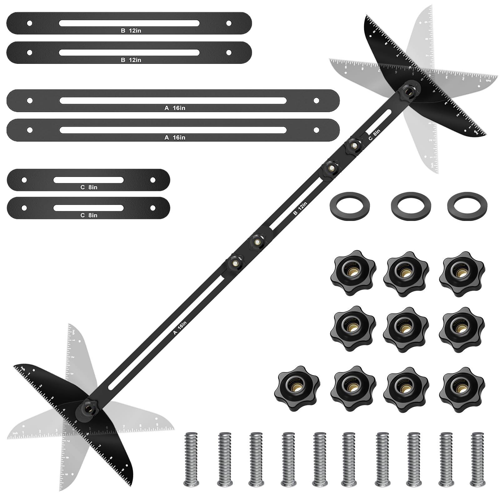 Fengone Stair Treads Gauge Template Tool 1 Count (Pack of 1), Black