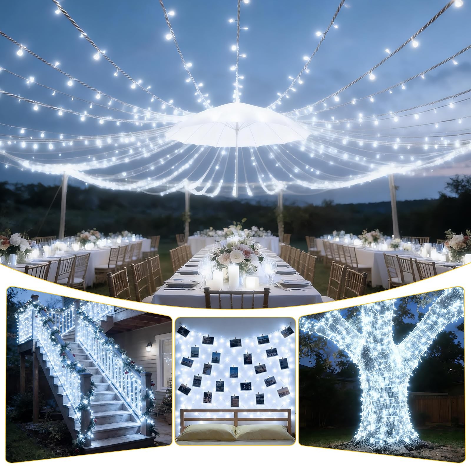 Solar String Lights Outdoor Waterproof 2 Pack Total 66ft 200LED 8 Modes Twink...