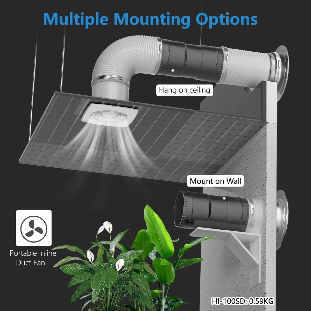 3-Inch Inline Blower Fan with Adjustable Speed Controller - 120 CFM Efficiency