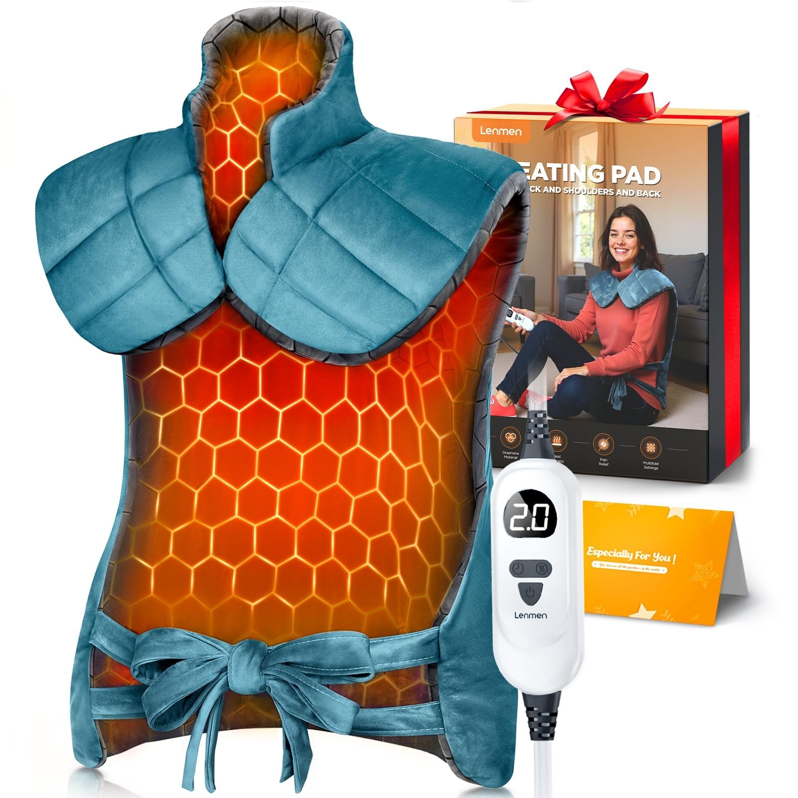 Graphene-Infused Heating Pad with 3X Deeper Pain Relief, 30% Heavier Weighted...