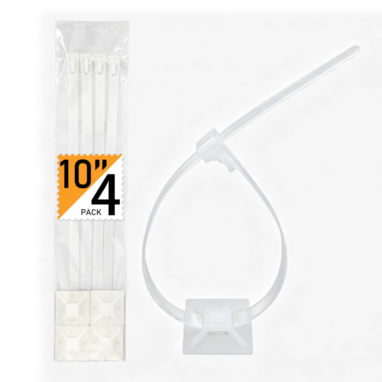 10 Inch Reusable Adjustable Straps with Sticky Pads – Durable 10 inchs, White