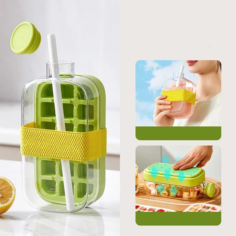 Press & Release Ice Cube Tray for Water Bottles – Dual-Use Camping, Travel